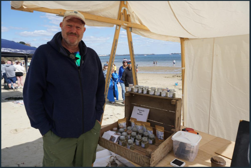 Jason attending dried seaweed stall